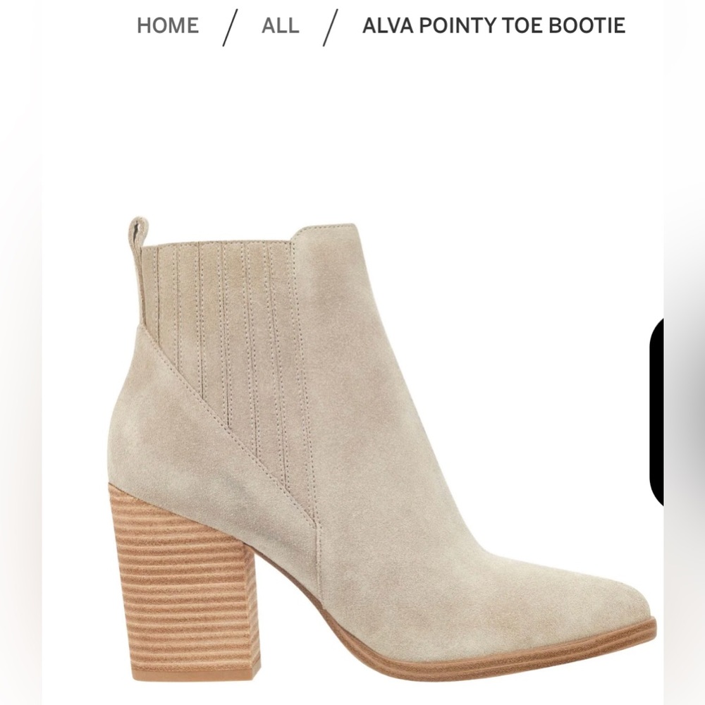 NWOT Marc Fisher Alva Bootie - 7.5, light natural suede